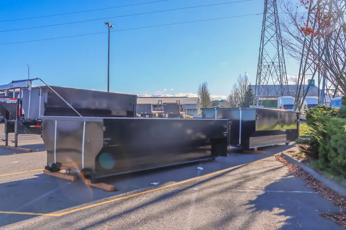 Roll-off dumpster ready for waste disposal at job site for 20 Yard Dumpster Rental in Pollock Pines